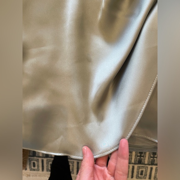 ZARA WRAP FRONT SATIN EFFECT DRESS IN XS GRAY GREEN - Picture 3 of 6